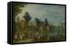 Village on the Bank of a River-Joseph van Bredael-Framed Stretched Canvas