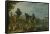 Village on the Bank of a River-Joseph van Bredael-Framed Stretched Canvas