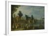 Village on the Bank of a River-Joseph van Bredael-Framed Art Print