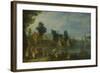 Village on the Bank of a River-Joseph van Bredael-Framed Art Print