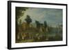 Village on the Bank of a River-Joseph van Bredael-Framed Art Print