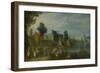 Village on the Bank of a River-Joseph van Bredael-Framed Art Print