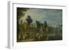 Village on the Bank of a River-Joseph van Bredael-Framed Art Print