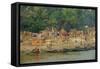 Village on the Bank of the Hooghly River, Part of the Ganges River, West Bengal, India, Asia-Bruno Morandi-Framed Stretched Canvas