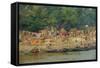 Village on the Bank of the Hooghly River, Part of the Ganges River, West Bengal, India, Asia-Bruno Morandi-Framed Stretched Canvas