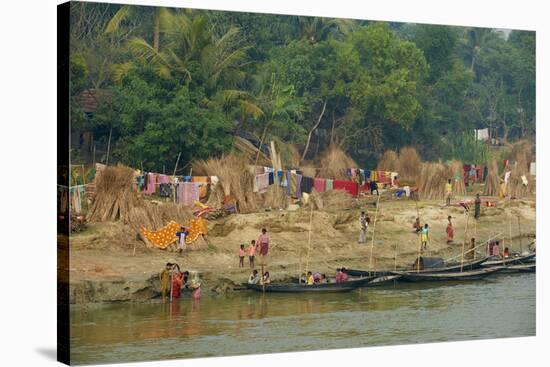 Village on the Bank of the Hooghly River, Part of the Ganges River, West Bengal, India, Asia-Bruno Morandi-Stretched Canvas