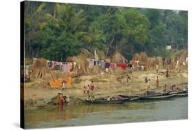 Village on the Bank of the Hooghly River, Part of the Ganges River, West Bengal, India, Asia-Bruno Morandi-Stretched Canvas