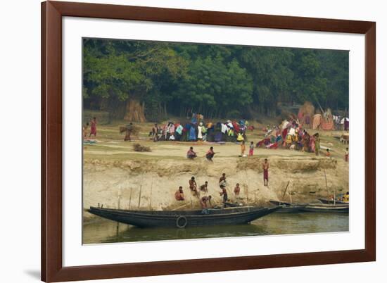 Village on the Bank of the Hooghly River, Part of the Ganges River, West Bengal, India, Asia-Bruno Morandi-Framed Photographic Print