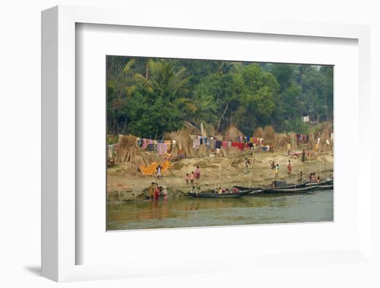 Village on the Bank of the Hooghly River, Part of the Ganges River, West Bengal, India, Asia-Bruno Morandi-Framed Photographic Print