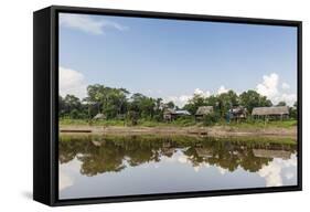 Village on the banks of the El Dorado, Upper Amazon River Basin, Loreto, Peru, South America-Michael Nolan-Framed Stretched Canvas