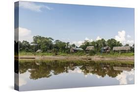 Village on the banks of the El Dorado, Upper Amazon River Basin, Loreto, Peru, South America-Michael Nolan-Stretched Canvas