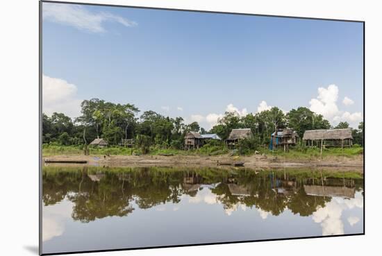 Village on the banks of the El Dorado, Upper Amazon River Basin, Loreto, Peru, South America-Michael Nolan-Mounted Photographic Print