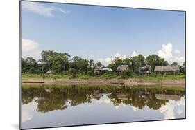 Village on the banks of the El Dorado, Upper Amazon River Basin, Loreto, Peru, South America-Michael Nolan-Mounted Photographic Print