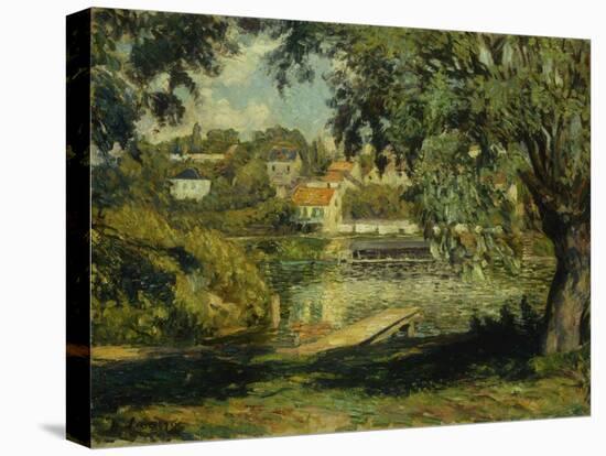 Village on the Banks of the River; Village Au Bord De La Riviere, C.1900-Henri Lebasque-Stretched Canvas