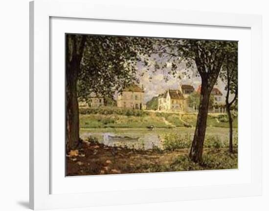 Village on the Banks of the Seine-Alfred Sisley-Framed Art Print