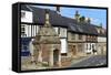 Village Pump and Medieval Timber Framed Houses-Peter Richardson-Framed Stretched Canvas