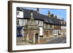 Village Pump and Medieval Timber Framed Houses-Peter Richardson-Framed Photographic Print