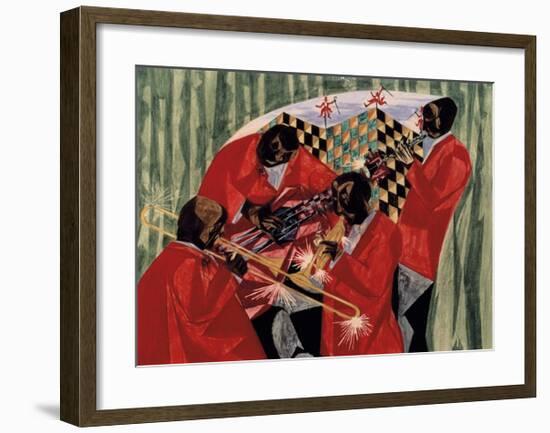 Village Quartet, 1954-Jacob Lawrence-Framed Giclee Print
