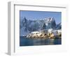 Village Reine and Skrisoya, island Moskenesoya. Lofoten Islands. Norway-Martin Zwick-Framed Photographic Print