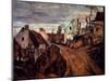 Village Road, Auvers. (Oil on Canvas, 1872-1873)-Paul Cezanne-Mounted Giclee Print