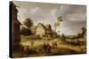 Village Scene, 1632 (Oil on Panel)-Joost Cornelisz Droochsloot-Stretched Canvas