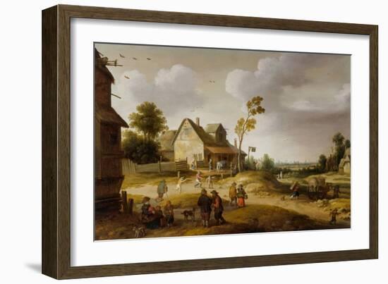 Village Scene, 1632 (Oil on Panel)-Joost Cornelisz Droochsloot-Framed Giclee Print