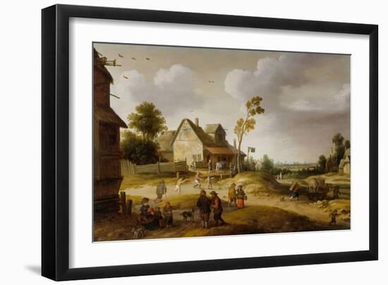 Village Scene, 1632 (Oil on Panel)-Joost Cornelisz Droochsloot-Framed Giclee Print