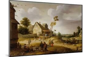 Village Scene, 1632 (Oil on Panel)-Joost Cornelisz Droochsloot-Mounted Giclee Print