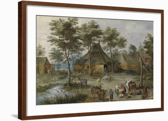 Village Scene at Ziehbrunnen-Pieter Brueghel the Younger-Framed Premium Giclee Print