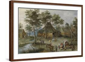 Village Scene at Ziehbrunnen-Pieter Brueghel the Younger-Framed Premium Giclee Print