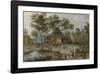 Village Scene at Ziehbrunnen-Pieter Brueghel the Younger-Framed Premium Giclee Print