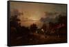 Village Scene, Sunset, C.1870-Jules Dupre-Framed Stretched Canvas
