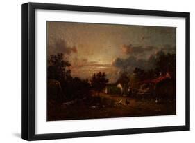 Village Scene, Sunset, C.1870-Jules Dupre-Framed Giclee Print