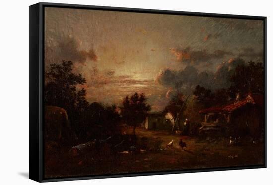 Village Scene, Sunset, C.1870-Jules Dupre-Framed Stretched Canvas