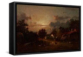 Village Scene, Sunset, C.1870-Jules Dupre-Framed Stretched Canvas