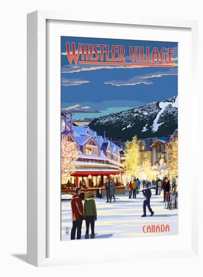 Village Scene - Whistler, Canada-Lantern Press-Framed Art Print