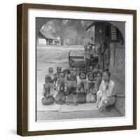 Village School and Teacher, Amarapura, Burma, 1908-null-Framed Photographic Print