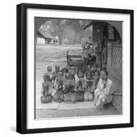 Village School and Teacher, Amarapura, Burma, 1908-null-Framed Photographic Print