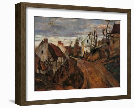 Village Street in Auvers-Paul Cézanne-Framed Giclee Print