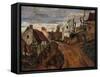 Village Street in Auvers-Paul Cézanne-Framed Stretched Canvas