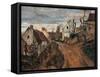 Village Street in Auvers-Paul Cézanne-Framed Stretched Canvas