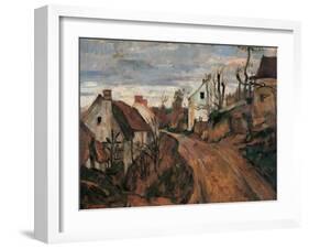 Village Street in Auvers-Paul Cézanne-Framed Art Print