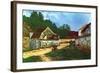 Village Street in Marlotte-Alfred Sisley-Framed Art Print