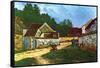 Village Street in Marlotte-Alfred Sisley-Framed Stretched Canvas