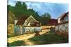Village Street in Marlotte-Alfred Sisley-Stretched Canvas