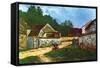 Village Street in Marlotte-Alfred Sisley-Framed Stretched Canvas