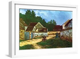 Village Street in Marlotte-Alfred Sisley-Framed Art Print