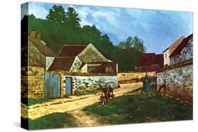 Village Street in Marlotte-Alfred Sisley-Stretched Canvas