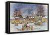 Village Street in the Snow-Stanley Cooke-Framed Stretched Canvas