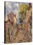 Village Street Scene-Alfred Sisley-Stretched Canvas